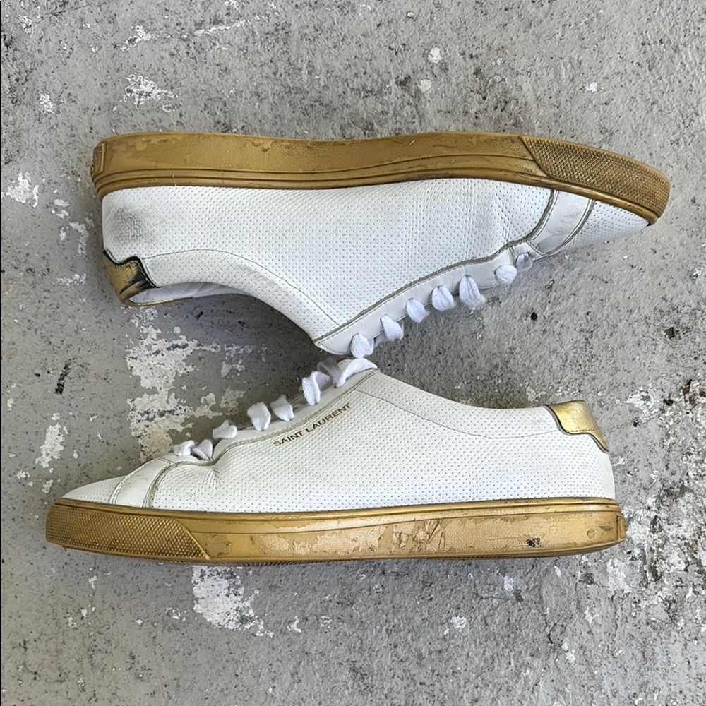 Saint Laurent Andy perforated leather sneakers